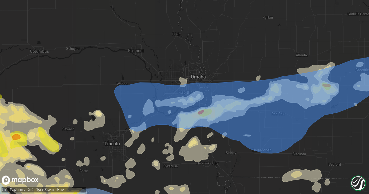 Hail map in Papillion, NE on June 5, 2026