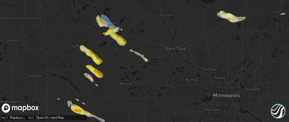 Hail map in Paynesville, MN on June 5, 2026