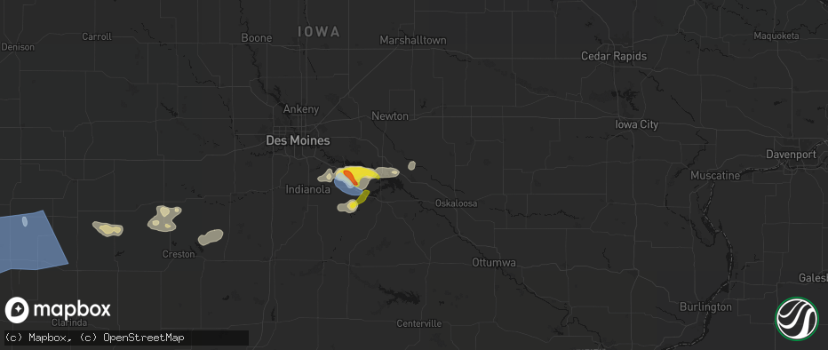 Hail map in Pella, IA on June 5, 2026