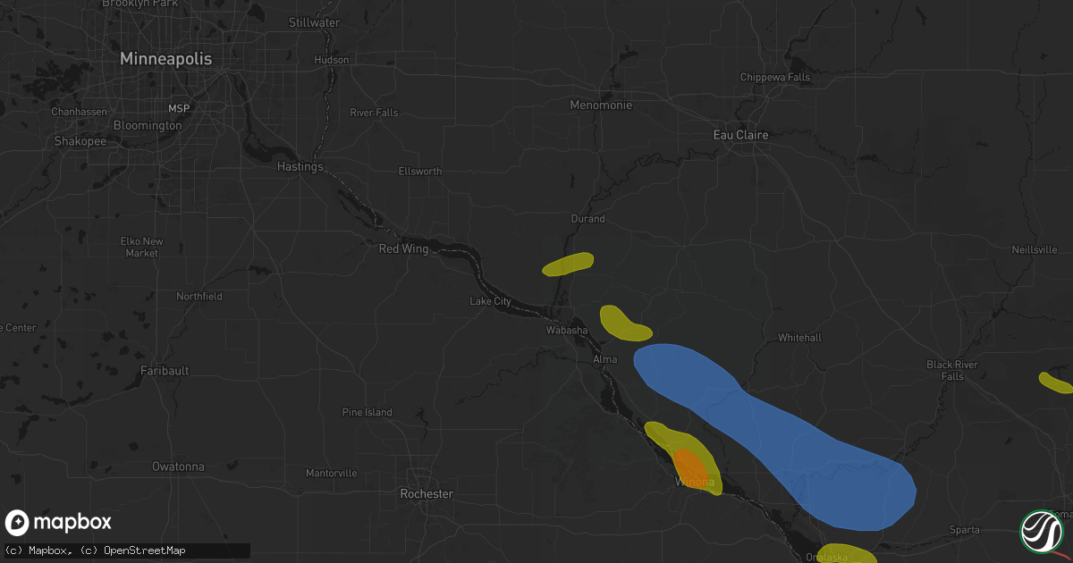 Hail map in Pepin, WI on June 5, 2026