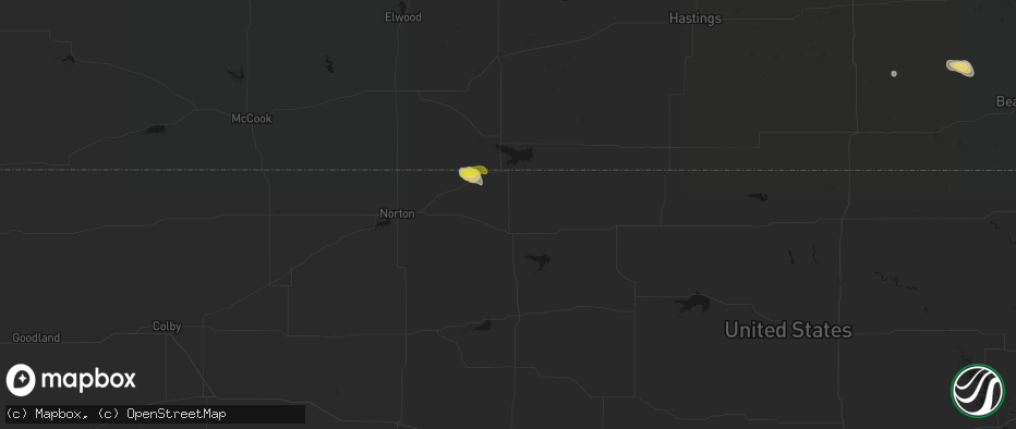 Hail map in Phillipsburg, KS on June 5, 2026