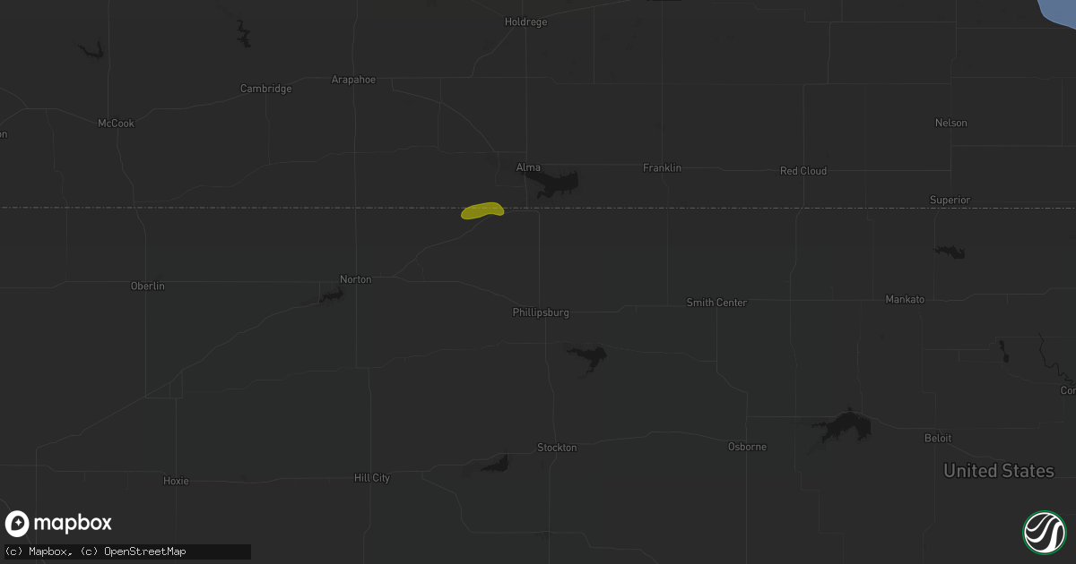 Hail map in Phillipsburg, KS on June 5, 2026