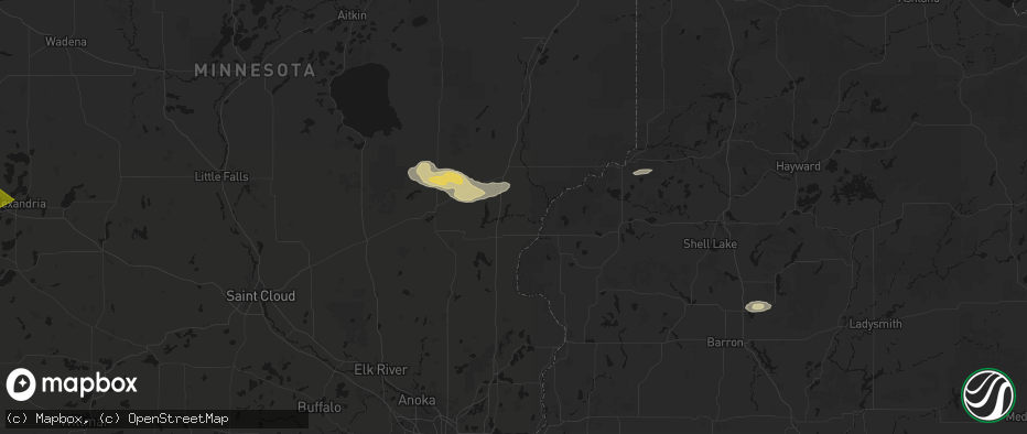 Hail map in Pine City, MN on June 5, 2026