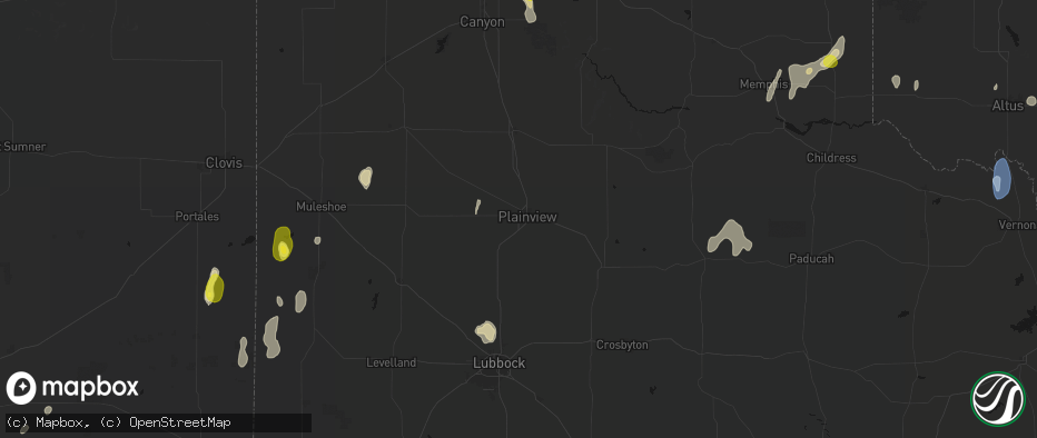 Hail map in Plainview, TX on June 5, 2026