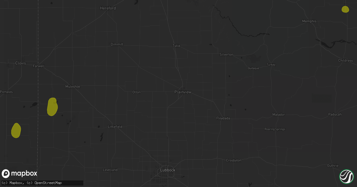 Hail map in Plainview, TX on June 5, 2026