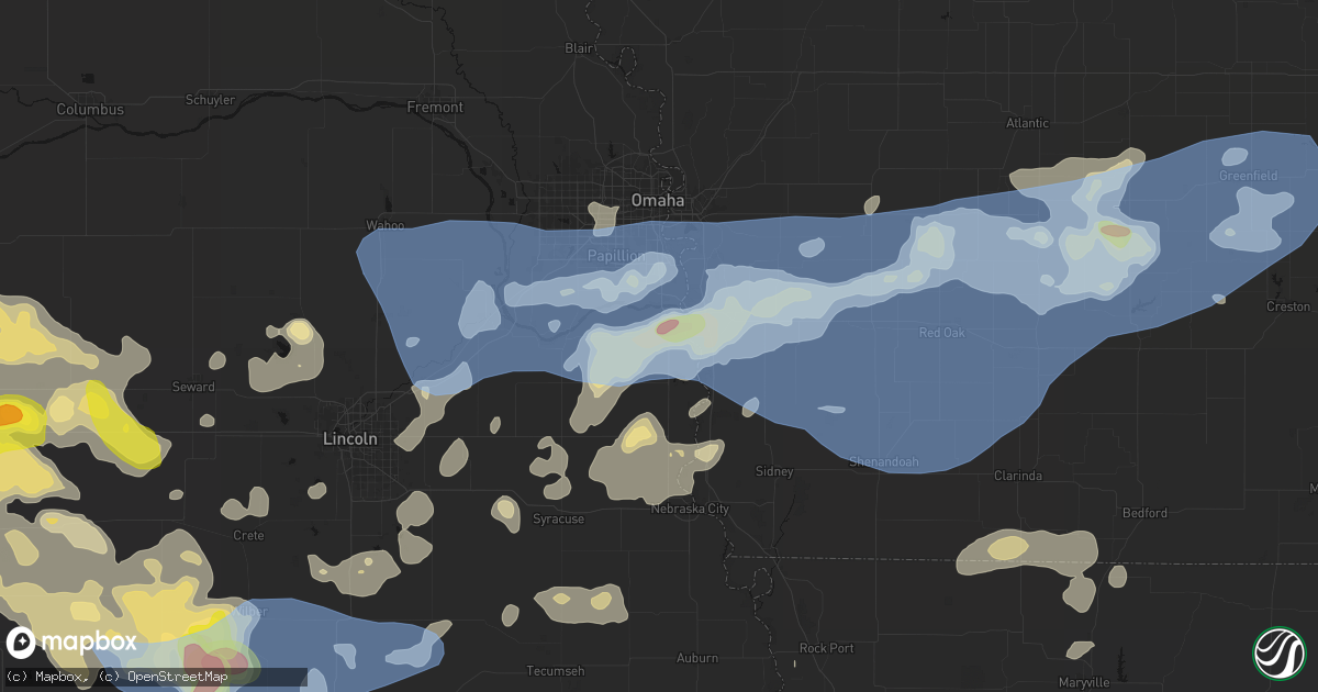 Hail map in Plattsmouth, NE on June 5, 2026