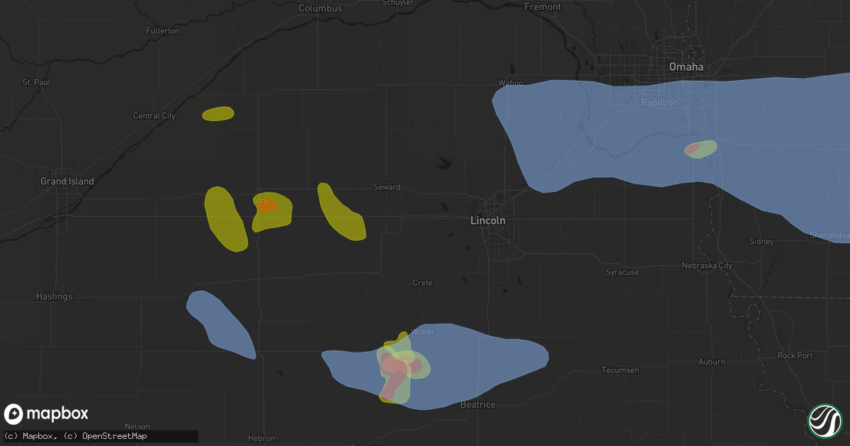 Hail map in Pleasant Dale, NE on June 5, 2026