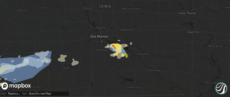 Hail map in Pleasantville, IA on June 5, 2026