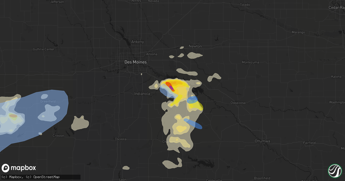 Hail map in Pleasantville, IA on June 5, 2026