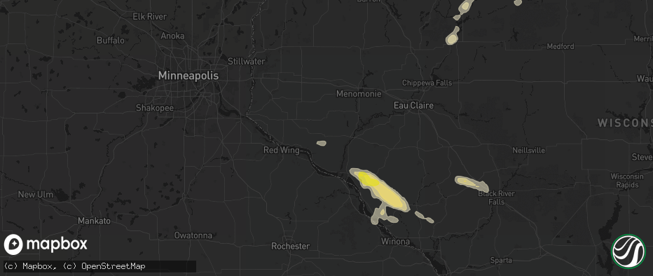 Hail map in Plum City, WI on June 5, 2026