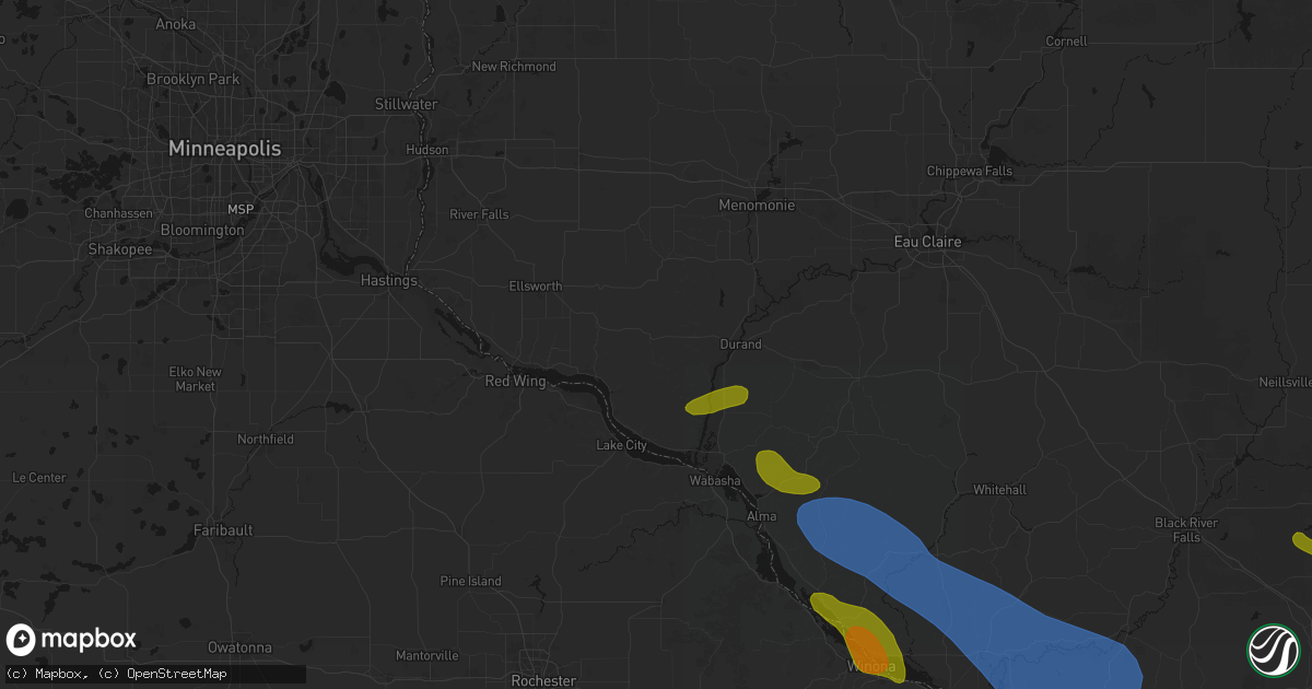 Hail map in Plum City, WI on June 5, 2026