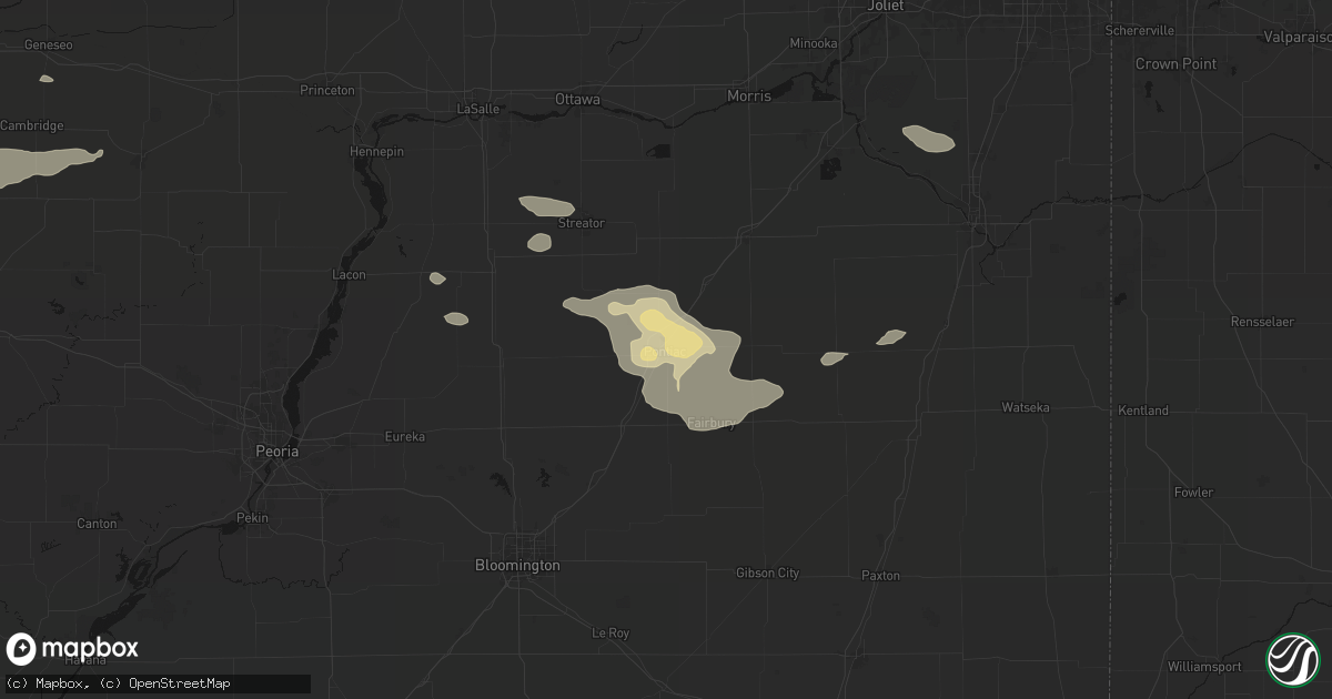 Hail map in Pontiac, IL on June 5, 2026
