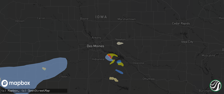 Hail map in Prairie City, IA on June 5, 2026