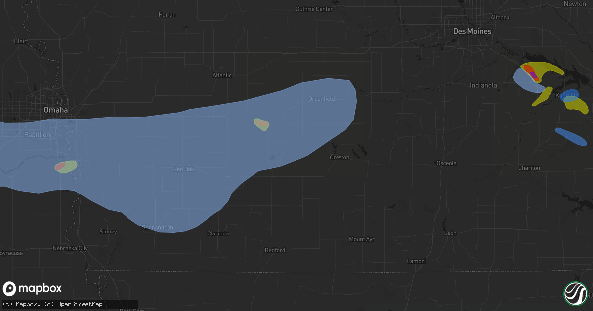 Hail map in Prescott, IA on June 5, 2026