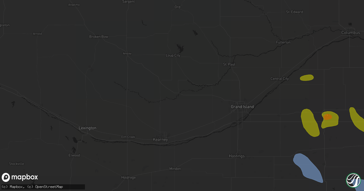 Hail map in Ravenna, NE on June 5, 2026