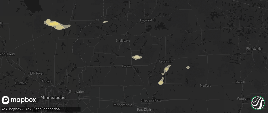 Hail map in Rice Lake, WI on June 5, 2026