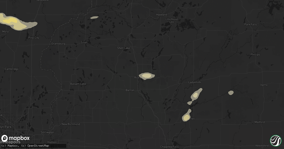 Hail map in Rice Lake, WI on June 5, 2026