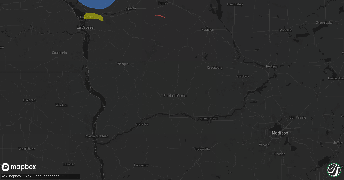 Hail map in Richland Center, WI on June 5, 2026