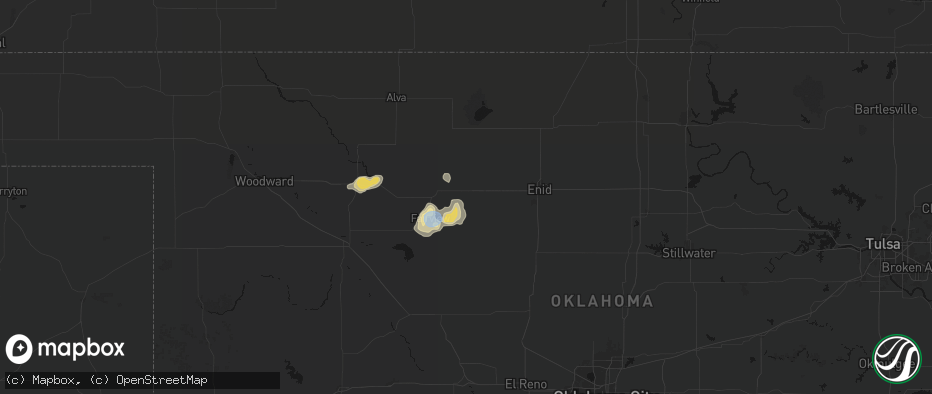 Hail map in Ringwood, OK on June 5, 2026