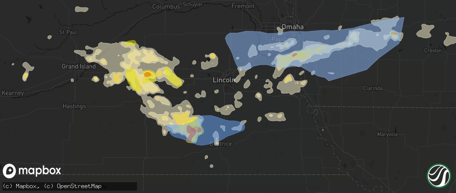 Hail map in Roca, NE on June 5, 2026