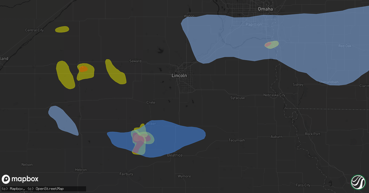 Hail map in Roca, NE on June 5, 2026