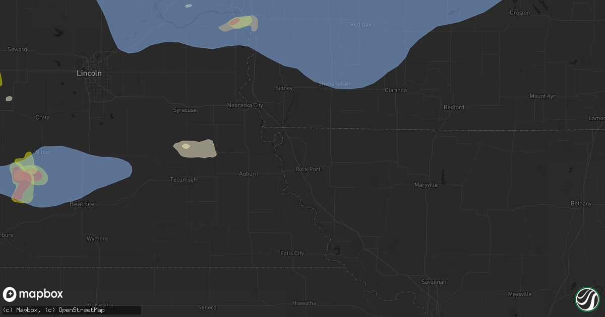 Hail map in Rock Port, MO on June 5, 2026