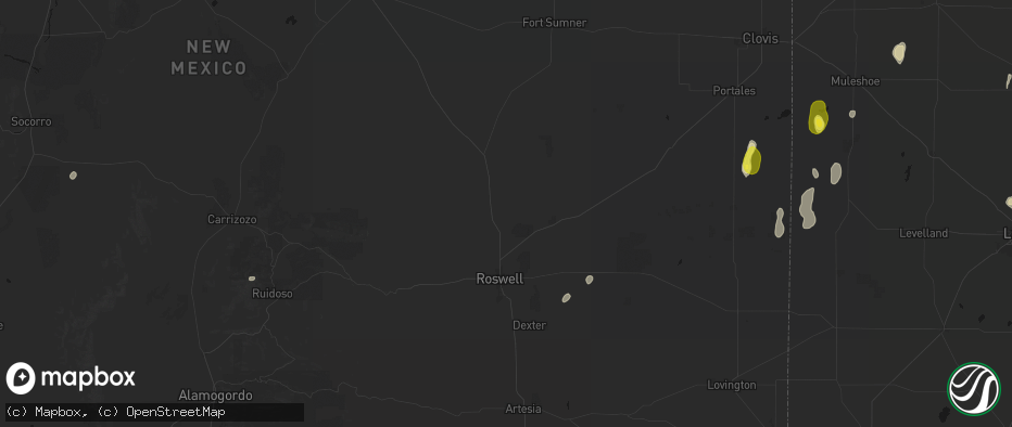 Hail map in Roswell, NM on June 5, 2026