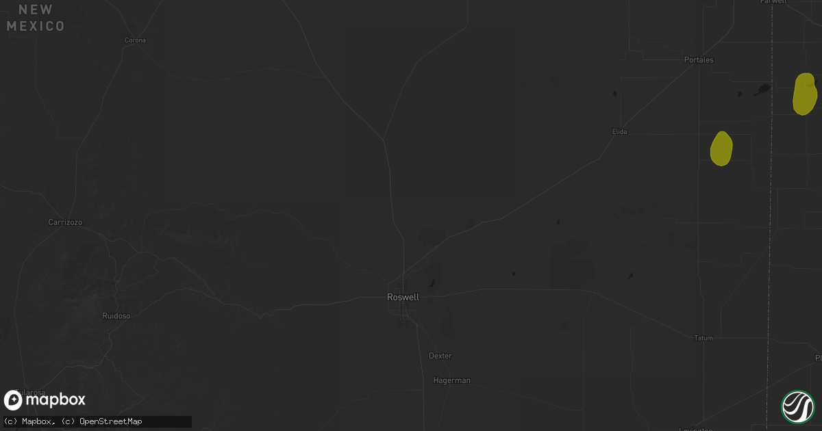 Hail map in Roswell, NM on June 5, 2026