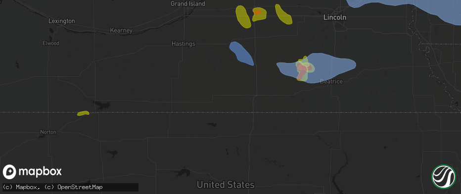 Hail map in Ruskin, NE on June 5, 2026