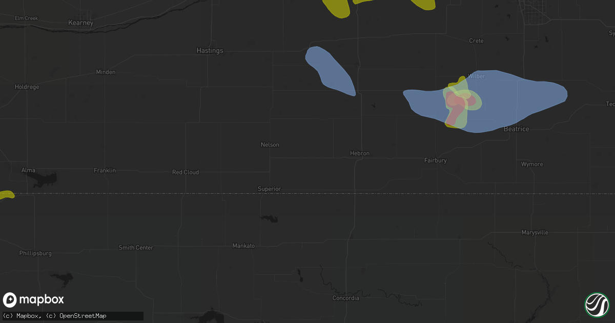 Hail map in Ruskin, NE on June 5, 2026