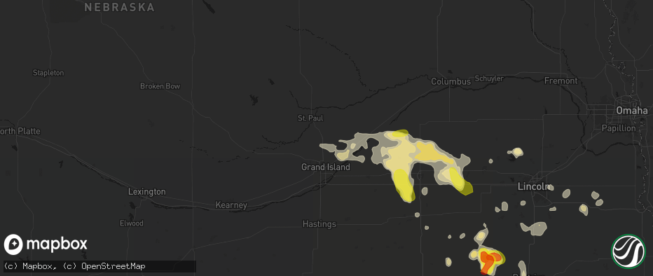 Hail map in Saint Libory, NE on June 5, 2026