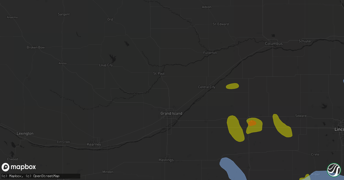 Hail map in Saint Libory, NE on June 5, 2026
