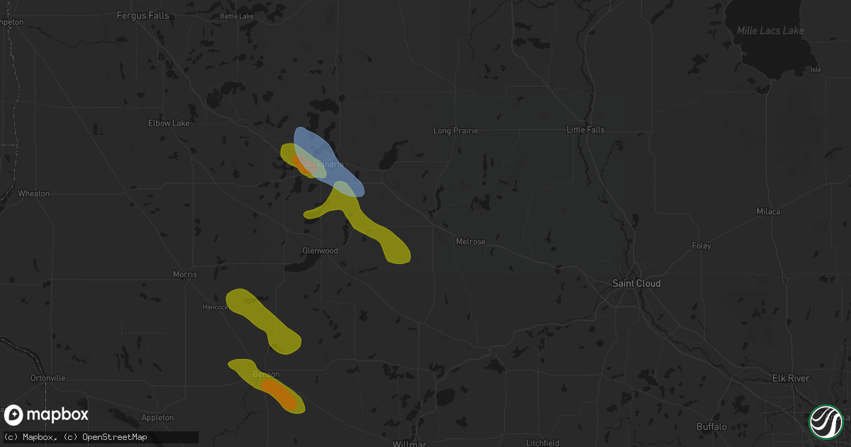 Hail map in Sauk Centre, MN on June 5, 2026