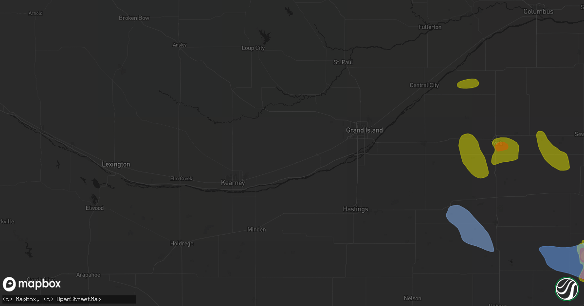 Hail map in Shelton, NE on June 5, 2026