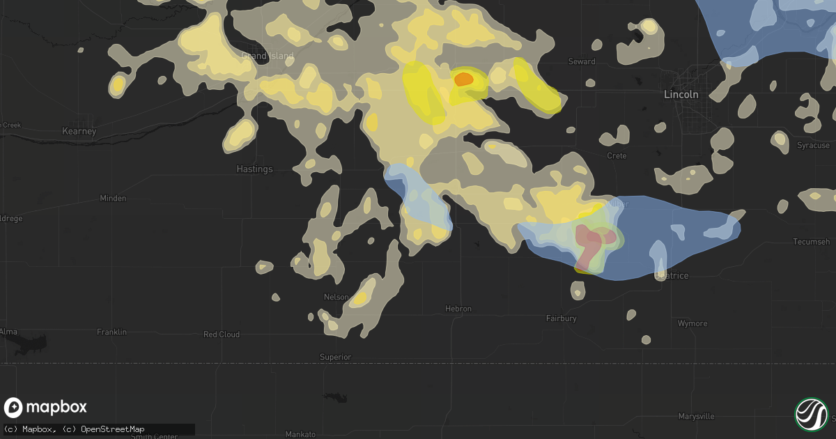 Hail map in Shickley, NE on June 5, 2026
