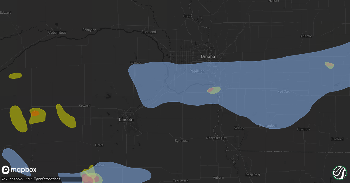 Hail map in South Bend, NE on June 5, 2026