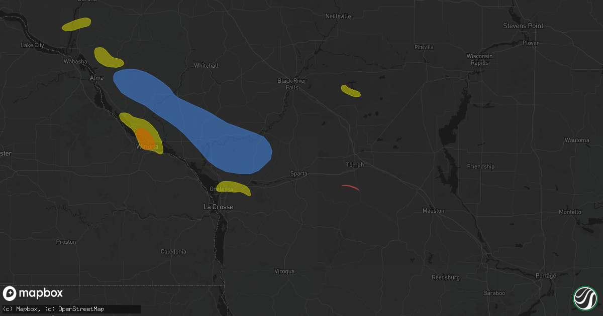 Hail map in Sparta, WI on June 5, 2026