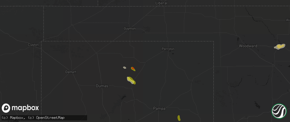 Hail map in Spearman, TX on June 5, 2026