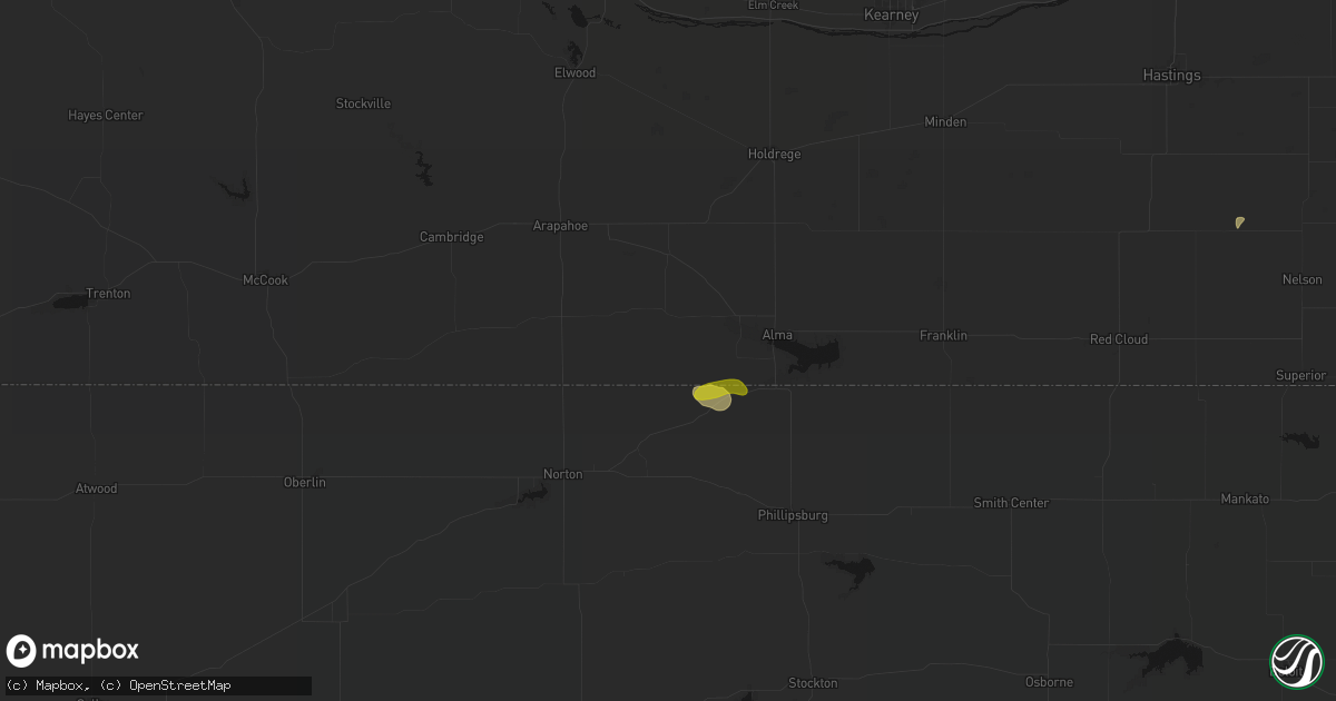 Hail map in Stamford, NE on June 5, 2026