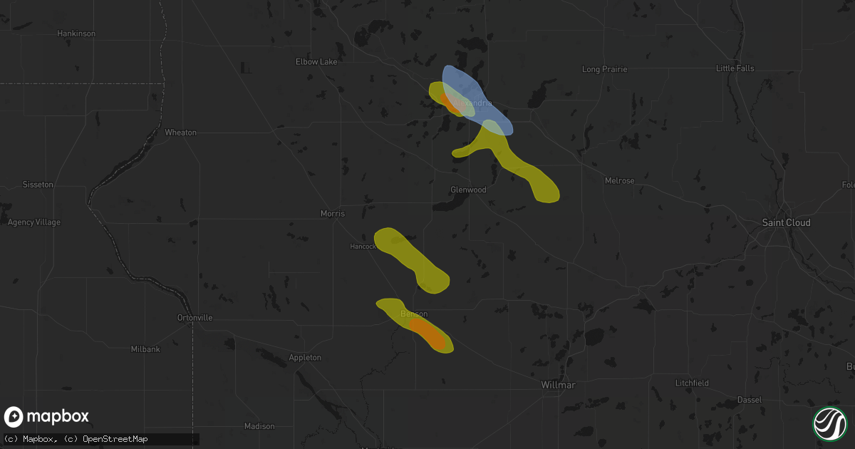 Hail map in Starbuck, MN on June 5, 2026