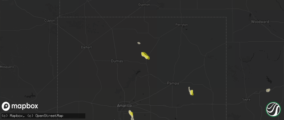 Hail map in Stinnett, TX on June 5, 2026
