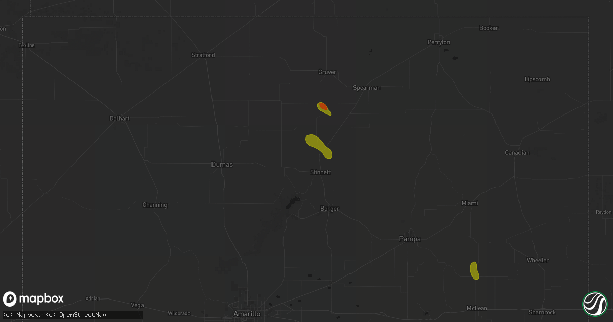 Hail map in Stinnett, TX on June 5, 2026