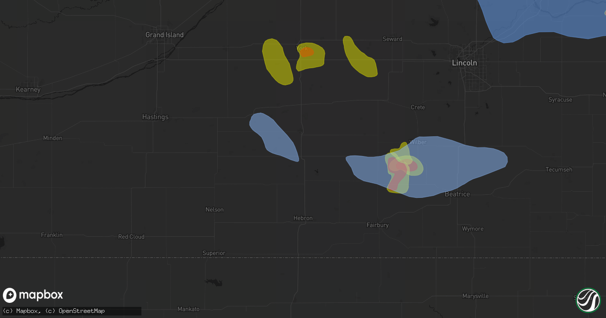 Hail map in Strang, NE on June 5, 2026