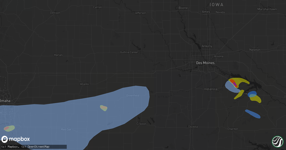 Hail map in Stuart, IA on June 5, 2026