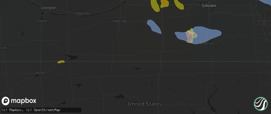 Hail map in Superior, NE on June 5, 2026