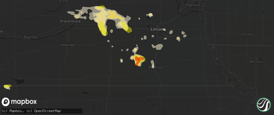 Hail map in Swanton, NE on June 5, 2026