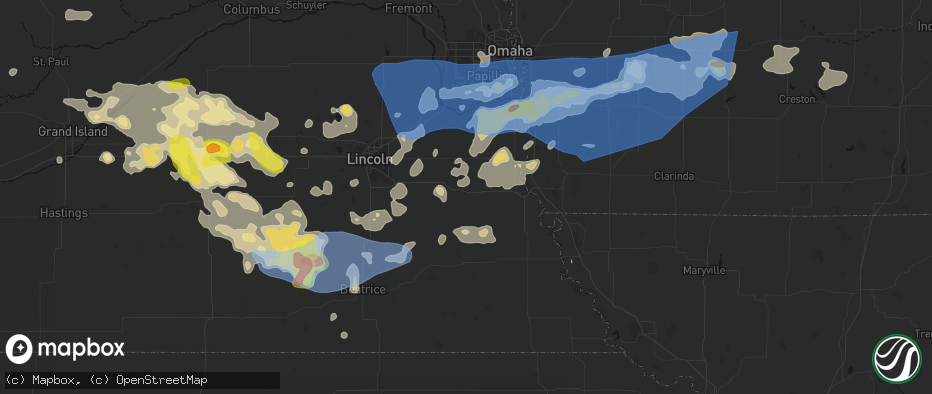 Hail map in Syracuse, NE on June 5, 2026