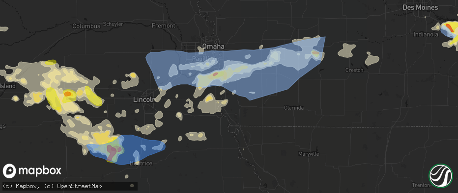 Hail map in Thurman, IA on June 5, 2026