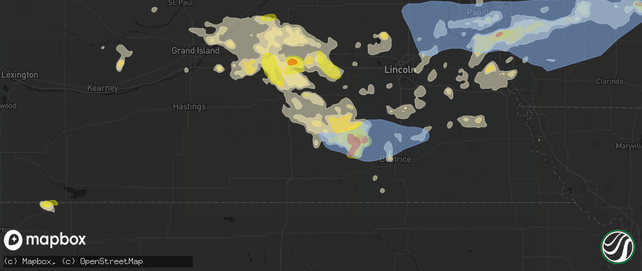 Hail map in Tobias, NE on June 5, 2026