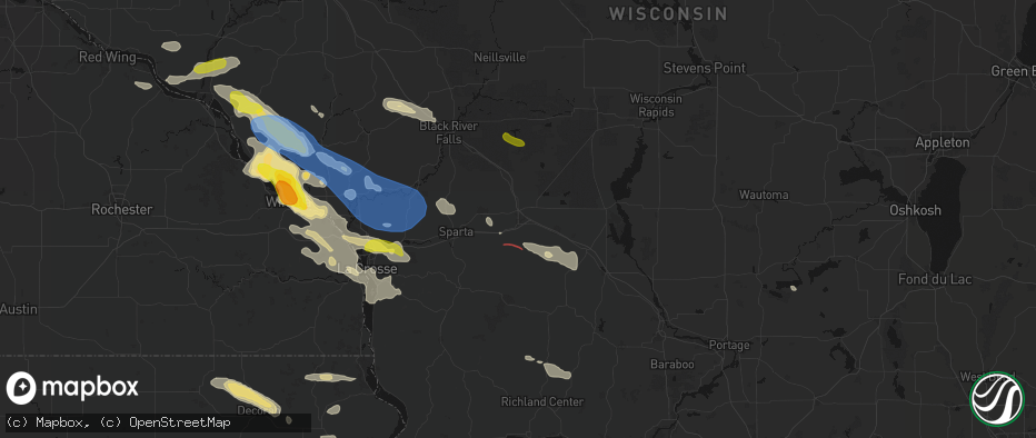 Hail map in Tomah, WI on June 5, 2026